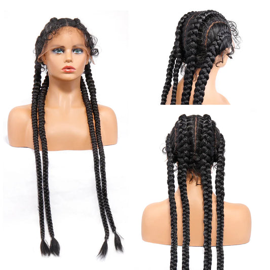 27# Synthetic Braided T4/27# Lace Wigs Natural Black and Grey/613 Color 28 Inch with Baby Hair for Fashion Black Women 4#